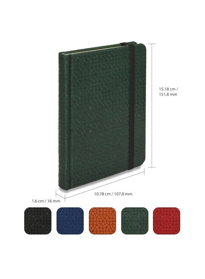 FIS® Executive Notebook, Italian PU Materials, A6 Size(105x148mm,) Round Corners, 96 Sheets, Single Ruled, 70gsm Italian Ivory Paper with Elastic Band Closure, 1 Piece, Green Color-FSNBEXA6GRD4 - Image 4